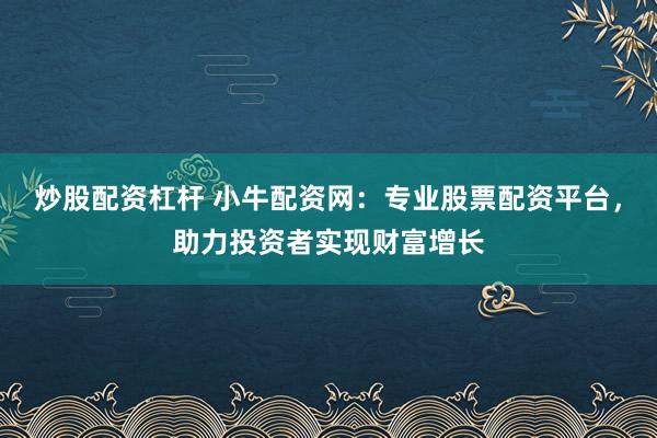炒股配资杠杆 小牛配资网：专业股票配资平台，助力投资者实现财富增长