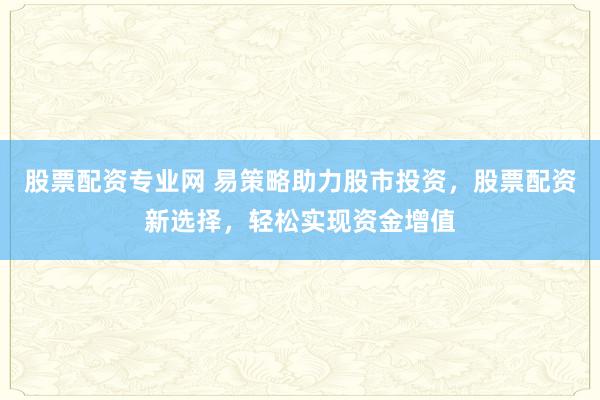 股票配资专业网 易策略助力股市投资,股票配资新选择,轻松实现资金增值
