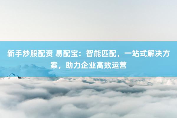 新手炒股配资 易配宝：智能匹配，一站式解决方案，助力企业高效运营