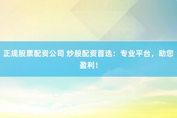 正规股票配资公司 炒股配资首选：专业平台，助您盈利！