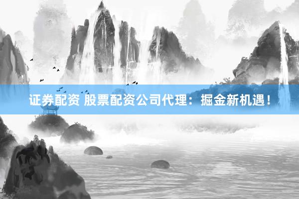 证券配资 股票配资公司代理：掘金新机遇！