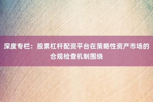 深度专栏：股票杠杆配资平台在策略性资产市场的合规检查机制围绕