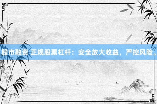 股市融资 正规股票杠杆：安全放大收益，严控风险。