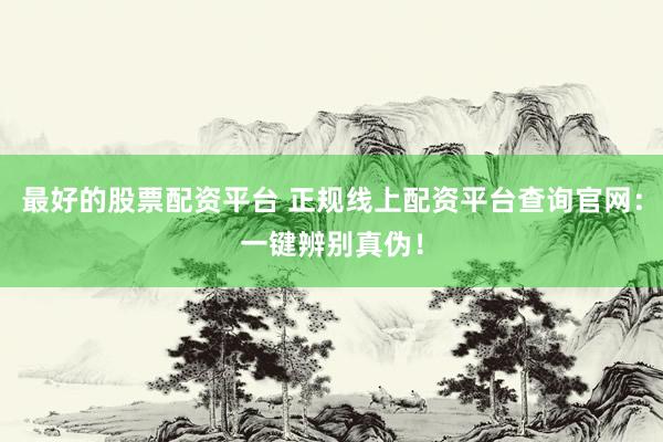 最好的股票配资平台 正规线上配资平台查询官网：一键辨别真伪！