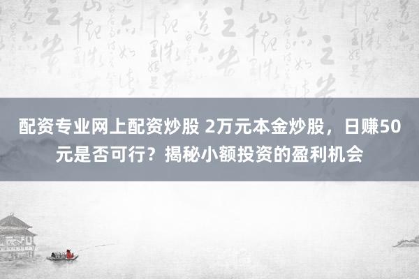 配资专业网上配资炒股 2万元本金炒股，日赚50元是否可行？揭秘小额投资的盈利机会